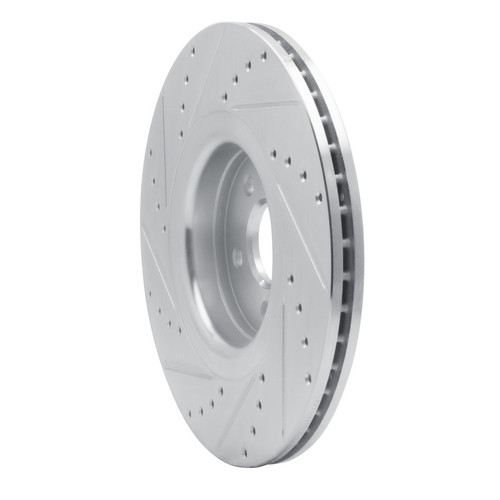 R1 14-19 Ford Focus Front Right Drilled & Slotted Silver Brake Rotor