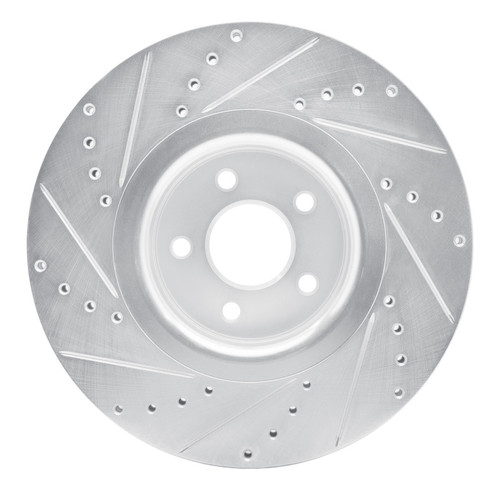 R1 14-19 Ford Focus Front Right Drilled & Slotted Silver Brake Rotor