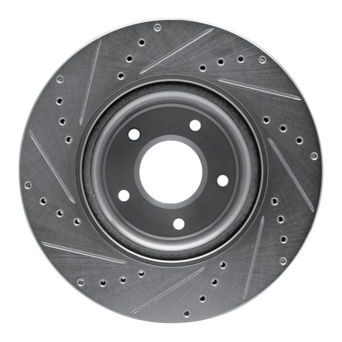 R1 05-06 Pontiac GTO Front Right Drilled & Slotted Silver Brake Rotor