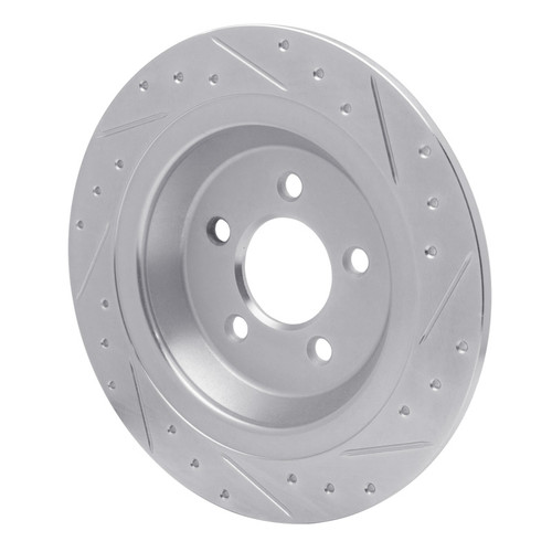 R1 15-23 Ford Mustang Rear Left Drilled & Slotted Silver Brake Rotor