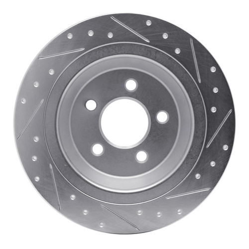 R1 15-23 Ford Mustang Rear Left Drilled & Slotted Silver Brake Rotor