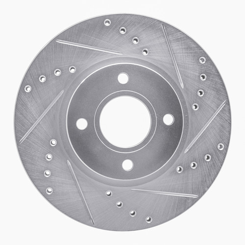 R1 14-23 Ford Fiesta (USA/Canada) Front Right Drilled & Slotted Silver Brake Rotor