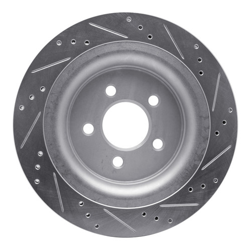 R1 15-23 Ford Mustang Rear Left Drilled & Slotted Silver Brake Rotor EDZ-54074L