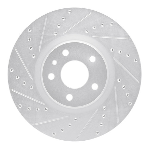 R1 13-20 Ford FusIon Front Left Drilled & Slotted Silver Brake Rotor