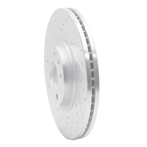 R1 13-20 Ford FusIon Front Left Drilled & Slotted Silver Brake Rotor