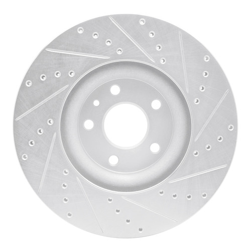 R1 13-20 Ford FusIon Front Left Drilled & Slotted Silver Brake Rotor