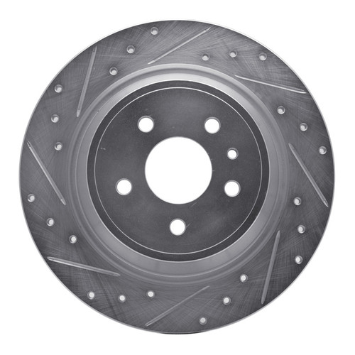 R1 13-20 Ford FusIon Rear Left Drilled & Slotted Silver Brake Rotor
