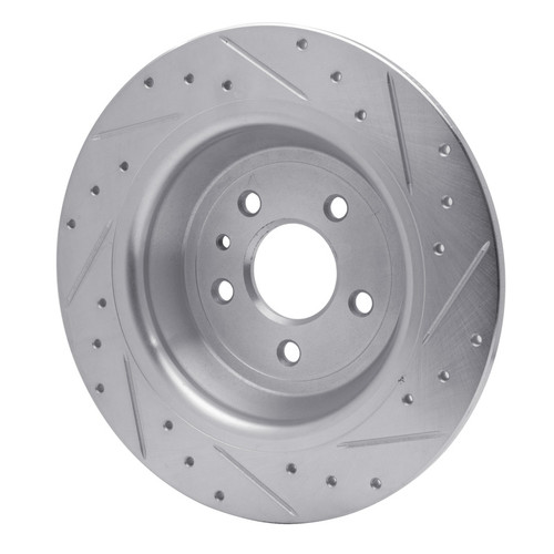 R1 13-20 Ford FusIon Rear Left Drilled & Slotted Silver Brake Rotor