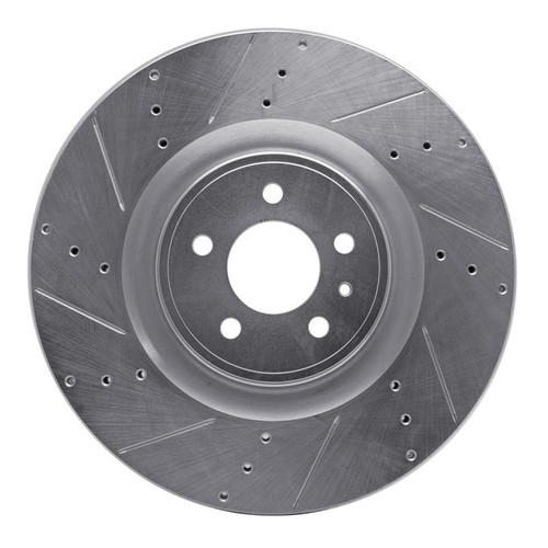 R1 13-14 Ford Mustang Front Left Drilled & Slotted Silver Brake Rotor