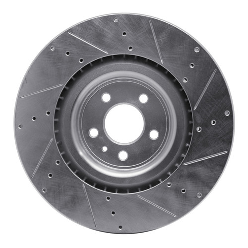 R1 13-14 Ford Mustang Front Left Drilled & Slotted Silver Brake Rotor