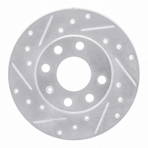 R1 88-89 Pontiac LeMans Front Right Drilled & Slotted Silver Brake Rotor