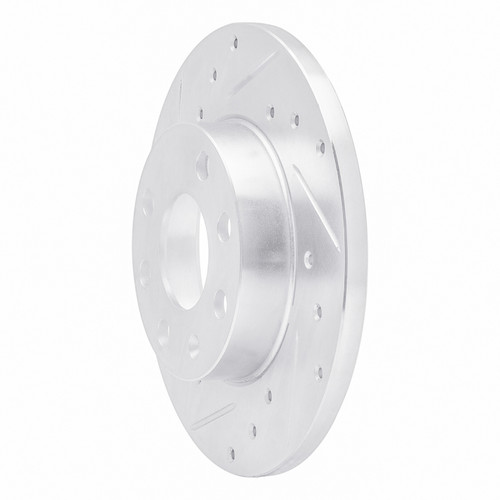 R1 88-89 Pontiac LeMans Front Right Drilled & Slotted Silver Brake Rotor