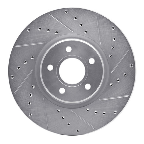 R1 04-19 Ford Escape Front Right Drilled & Slotted Silver Brake Rotor