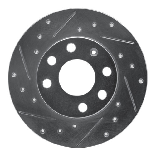 R1 88-89 Pontiac LeMans Front Left Drilled & Slotted Silver Brake Rotor