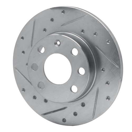 R1 88-89 Pontiac LeMans Front Left Drilled & Slotted Silver Brake Rotor