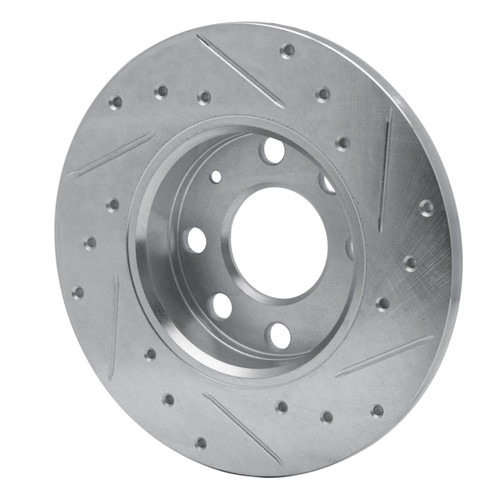 R1 88-89 Pontiac LeMans Front Left Drilled & Slotted Silver Brake Rotor