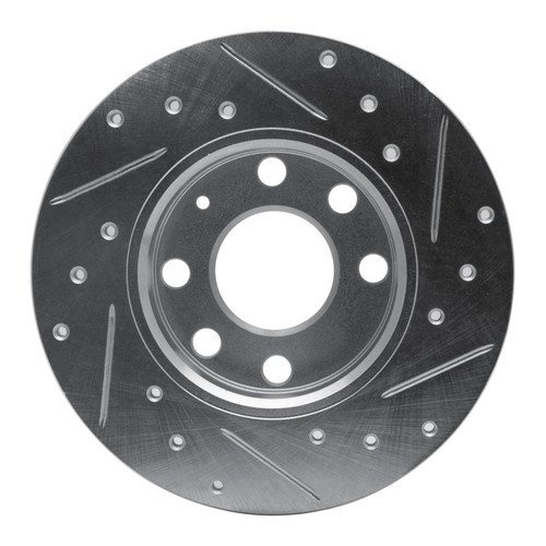 R1 88-89 Pontiac LeMans Front Left Drilled & Slotted Silver Brake Rotor