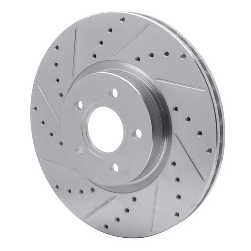 R1 04-19 Ford Focus Front Left Drilled & Slotted Silver Brake Rotor