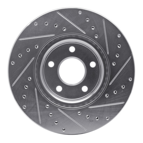 R1 04-19 Ford Escape Front Left Drilled & Slotted Silver Brake Rotor