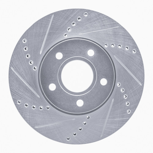 R1 12-18 Ford Focus Front Left Drilled & Slotted Silver Brake Rotor