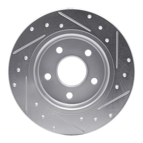 R1 12-18 Ford Focus Rear Left Drilled & Slotted Silver Brake Rotor
