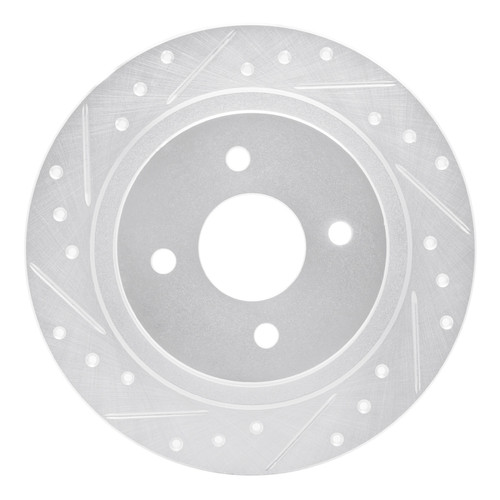 R1 02-04 Ford Focus Rear Left Drilled & Slotted Silver Brake Rotor