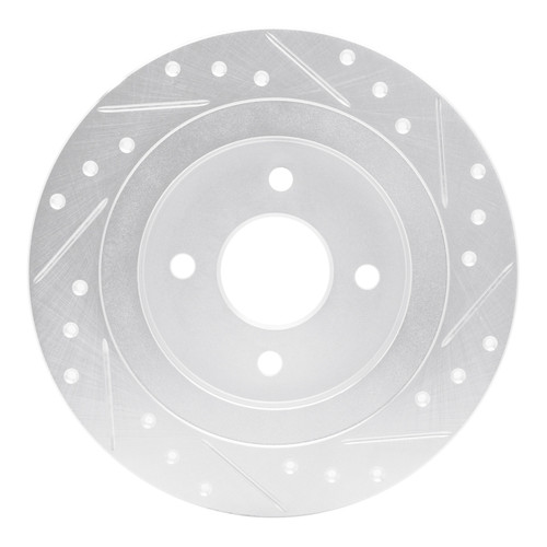 R1 02-04 Ford Focus Rear Left Drilled & Slotted Silver Brake Rotor