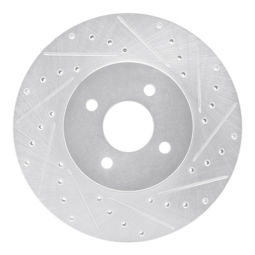 R1 02-04 Ford Focus Front Right Drilled & Slotted Silver Brake Rotor