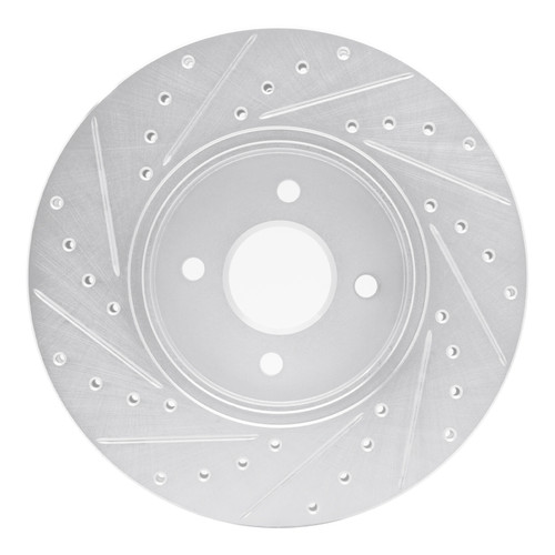 R1 02-04 Ford Focus Front Right Drilled & Slotted Silver Brake Rotor