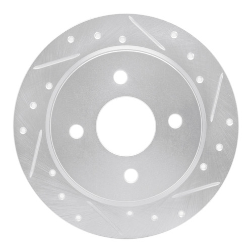 R1 01-19 Ford Fiesta (USA/Canada) Rear Right Drilled & Slotted Silver Brake Rotor
