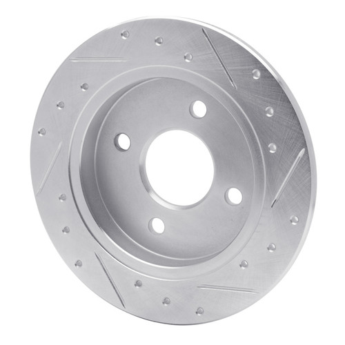 R1 01-19 Ford Focus Rear Left Drilled & Slotted Silver Brake Rotor