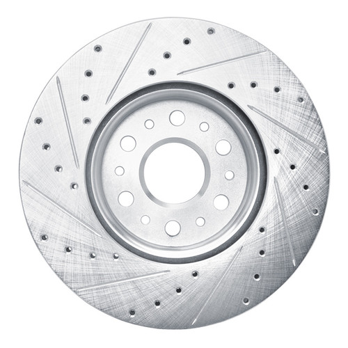 R1 17-25 Buick Enclave Front Right Drilled & Slotted Silver Brake Rotor
