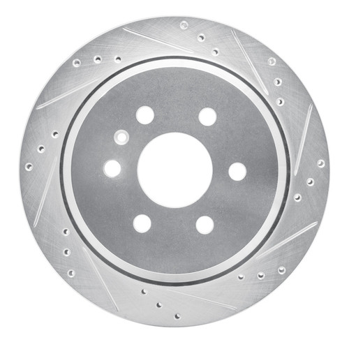 R1 15-20 Chevrolet Colorado Rear Right Drilled & Slotted Silver Brake Rotor