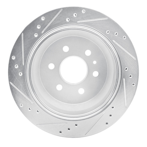R1 15-20 Chevrolet Colorado Rear Right Drilled & Slotted Silver Brake Rotor