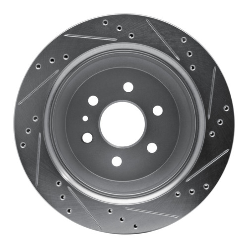 R1 15-20 Chevrolet Colorado Rear Left Drilled & Slotted Silver Brake Rotor