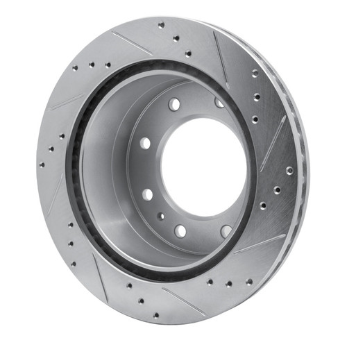 R1 11-25 Chevy Silverado 2500 HD/2500 HD Classic Rear Left Drilled & Slotted Silver Brake Rotor
