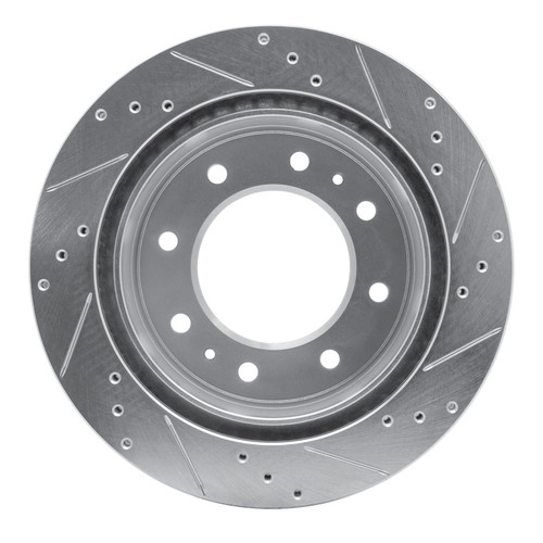 R1 11-25 Chevy Silverado 2500 HD/2500 HD Classic Rear Left Drilled & Slotted Silver Brake Rotor