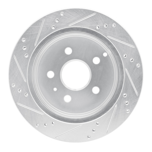R1 10-17 Chevrolet Equinox Rear Right Drilled & Slotted Silver Brake Rotor