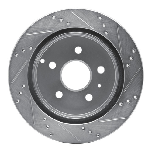 R1 10-17 Chevrolet Equinox Rear Left Drilled & Slotted Silver Brake Rotor