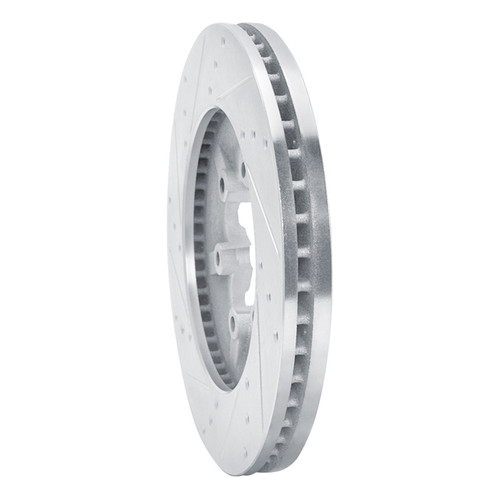 R1 09-12 Chevrolet Colorado Front Right Drilled & Slotted Silver Brake Rotor