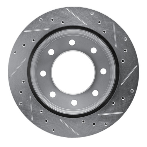 R1 03-05 Chevrolet Silverado 1500 Rear Left Drilled & Slotted Silver Brake Rotor