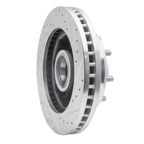 R1 01-02 Chevrolet Express 3500 Front Left Drilled & Slotted Silver Brake Rotor