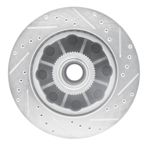 R1 01-02 Chevrolet Express 3500 Front Left Drilled & Slotted Silver Brake Rotor