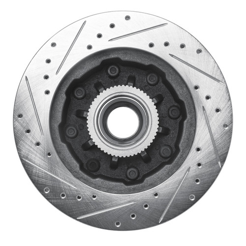 R1 93-95 Chevrolet G30 Front Right Drilled & Slotted Silver Brake Rotor