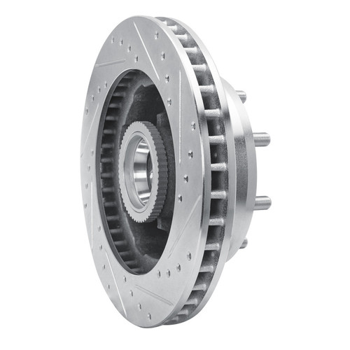 R1 93-95 Chevrolet G30 Front Left Drilled & Slotted Silver Brake Rotor