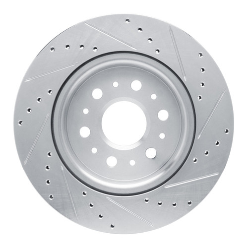 R1 17-25 Buick Enclave Rear Left Drilled & Slotted Silver Brake Rotor
