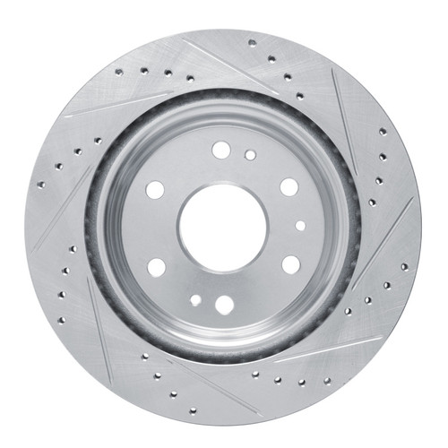 R1 23-25 Chevrolet Colorado Rear Left Drilled & Slotted Silver Brake Rotor
