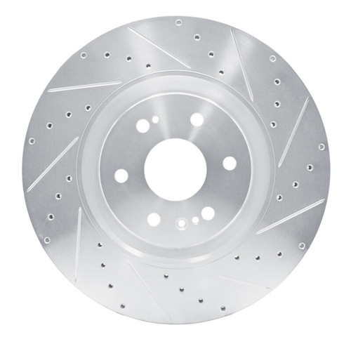 R1 21-25 Cadillac Escalade Front Right Drilled & Slotted Silver Brake Rotor