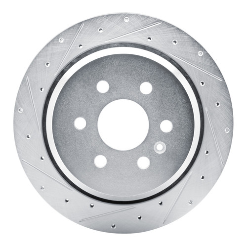R1 21-22 Chevrolet Colorado Rear Left Drilled & Slotted Silver Brake Rotor