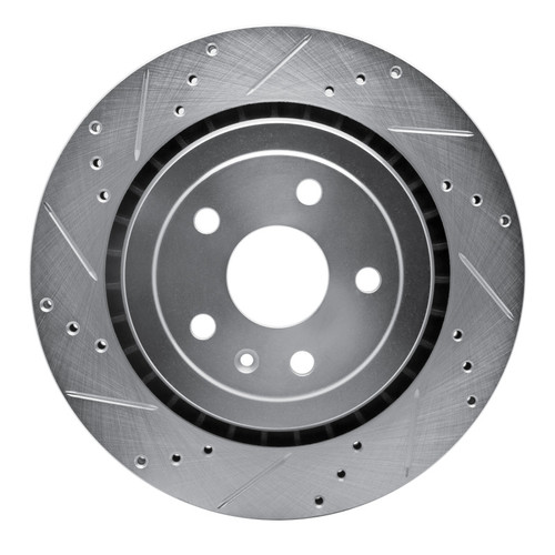 R1 16-24 Cadillac ATS Rear Left Drilled & Slotted Silver Brake Rotor